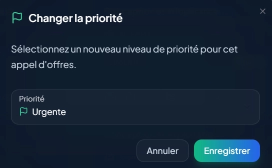 Changement de priorité d'une carte d'AO